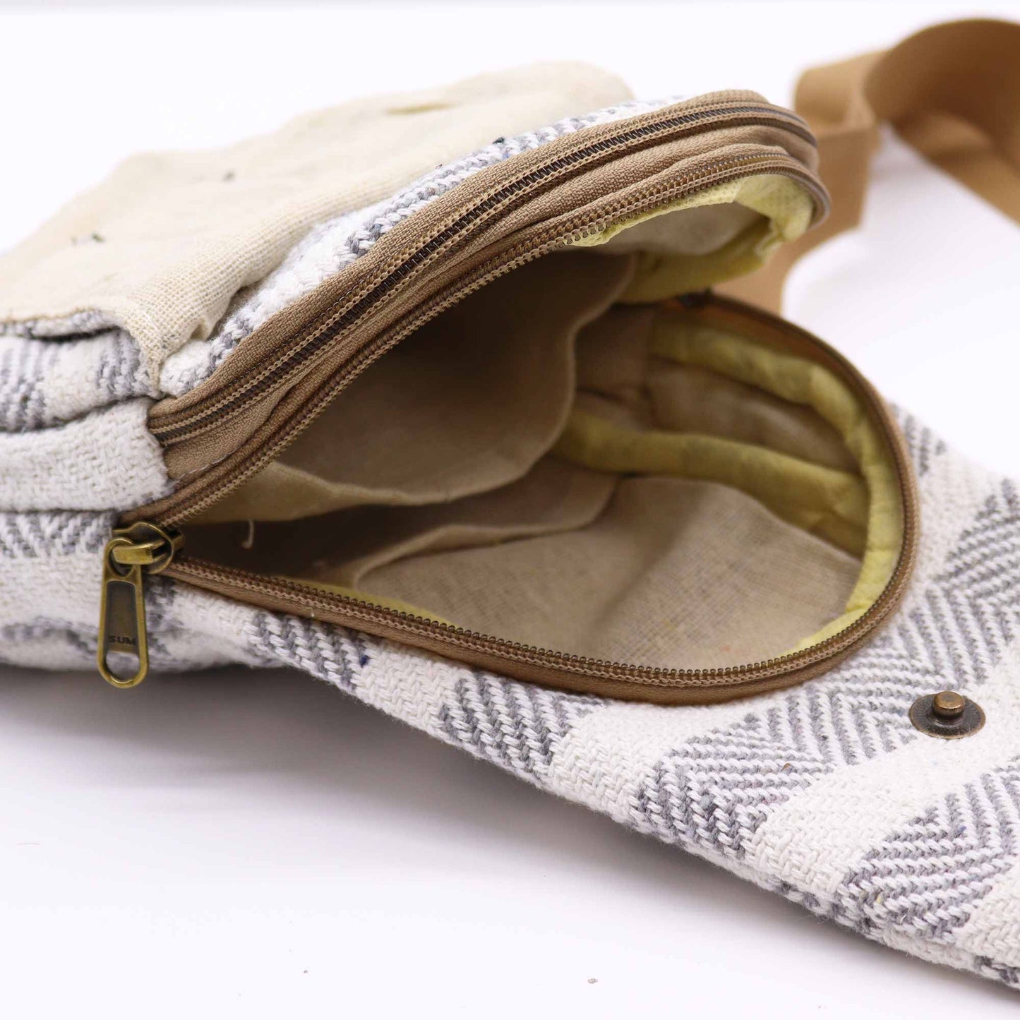 Vászon Cross-Body táska – Szürke és Fehér