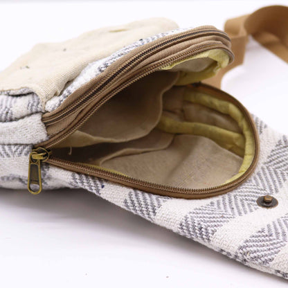 Vászon Cross-Body táska – Szürke és Fehér