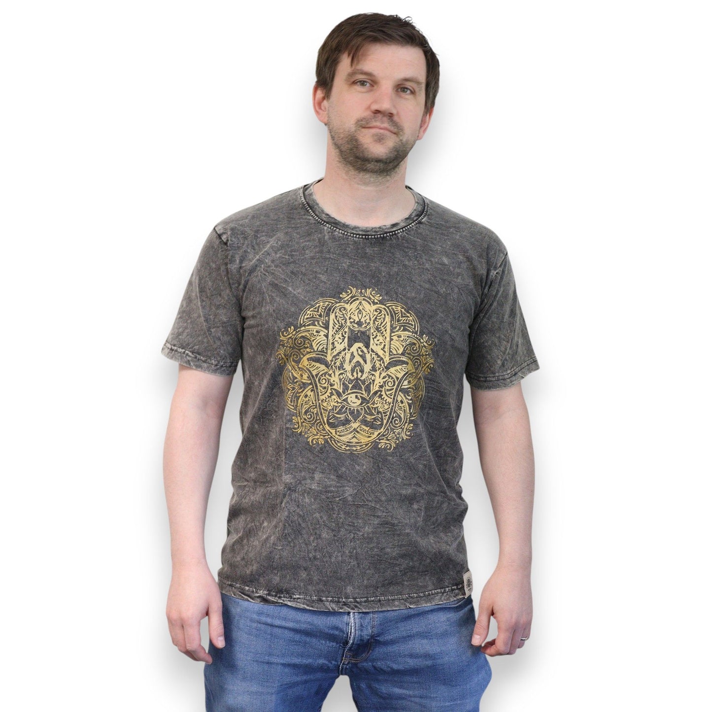 Kővel Mosott Póló, M méret – Hamsa – Szürke