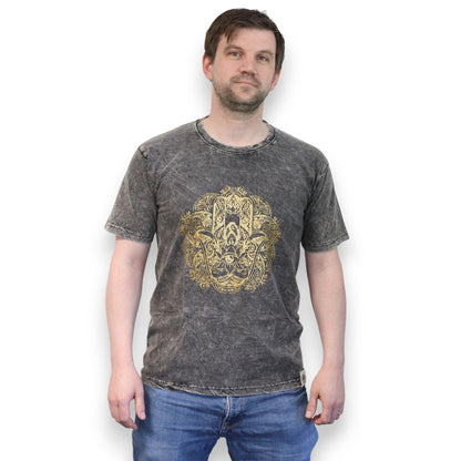 Kővel Mosott Póló, M méret – Hamsa – Szürke