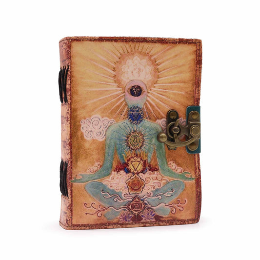 Bőrkötésű napló – Buddha hét csakra (7 × 5")