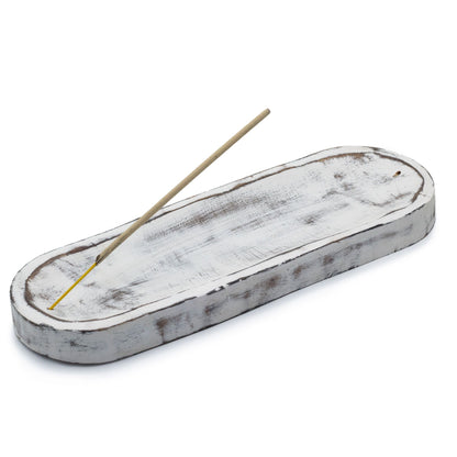 Füstölőtartó – Nagy Tálca 30 × 10 cm – fehérre súrolt