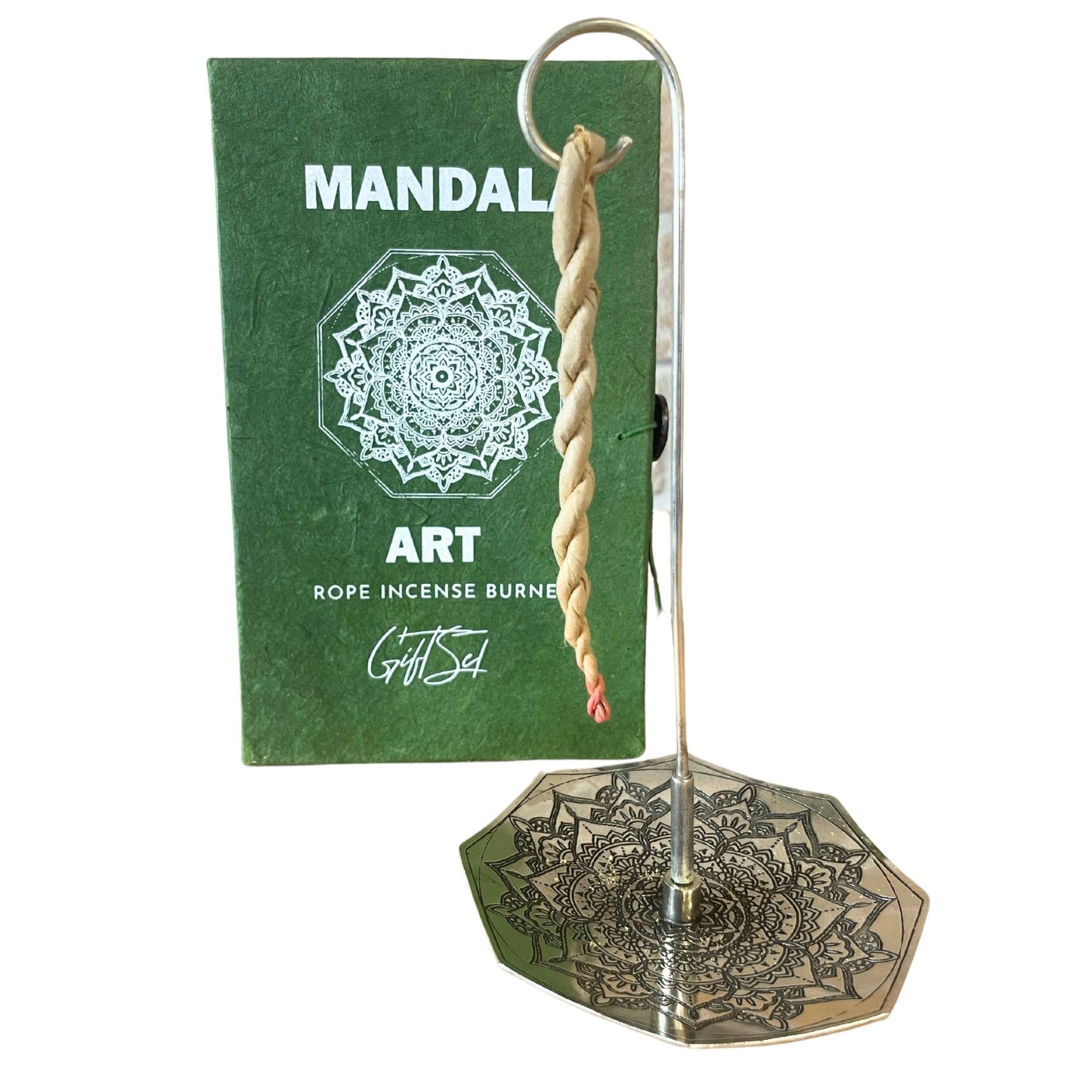 Kötél füstölő készlet tartóval – Mandala virág