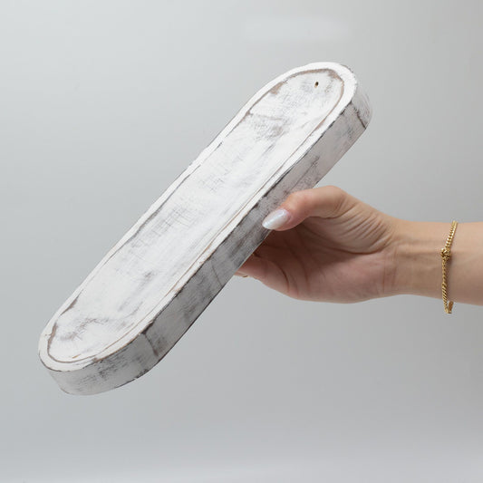 Füstölőtartó – Nagy Tálca 30 × 10 cm – fehérre súrolt