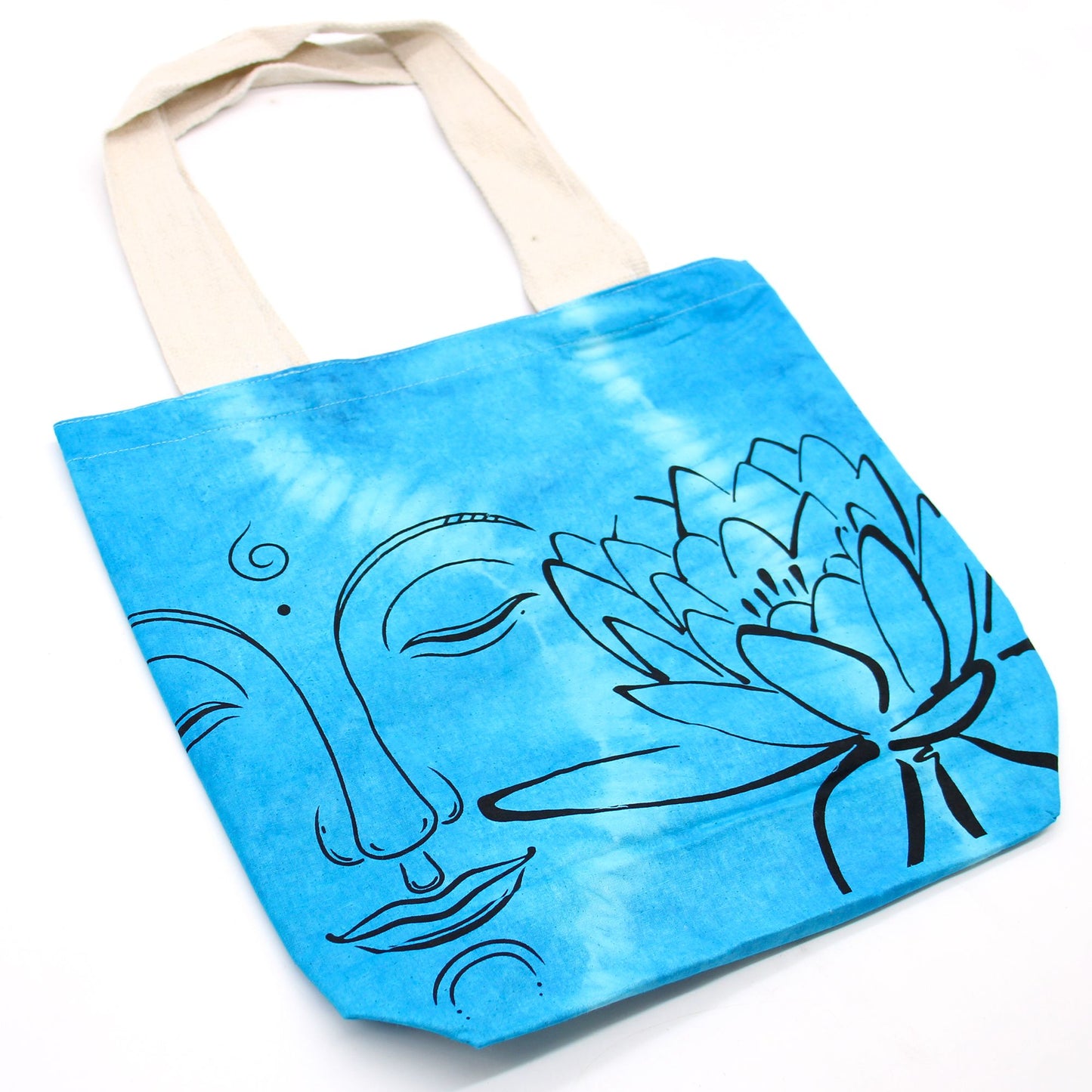 Színes Festett Pamut táska (6 oz) – 38 × 42 × 12 cm – Lótusz Buddha – Kék