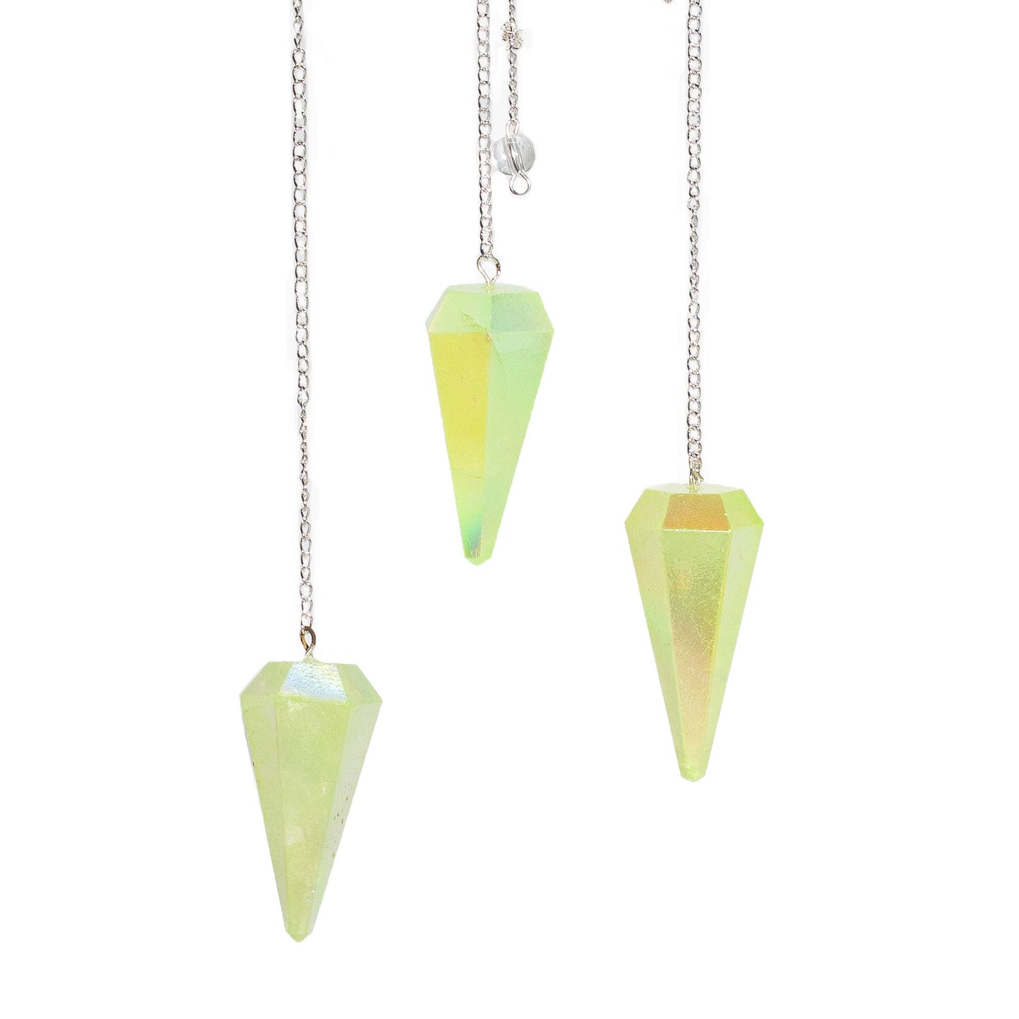 Hatszögletű inga – Aurora kristály – halványzöld, 4 cm