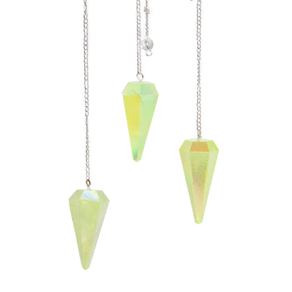 Hatszögletű inga – Aurora kristály – halványzöld, 4 cm