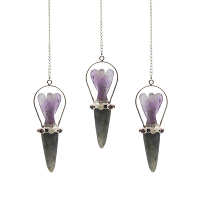 Veilwalker - Two Piece Angel Pendulum - Chakra Band - Labradorite & Amethyst