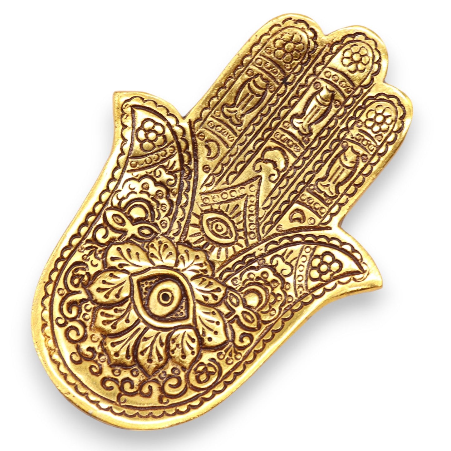 Arany alumínium kis Hamsa füstölőtartó 13 × 5,5 cm