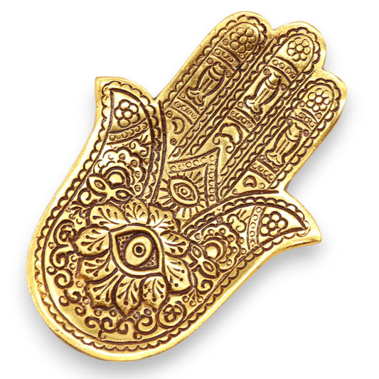 Arany alumínium kis Hamsa füstölőtartó 13 × 5,5 cm