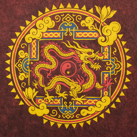 Kővel Mosott Póló, S méret – Sárkány mandala – Bordó