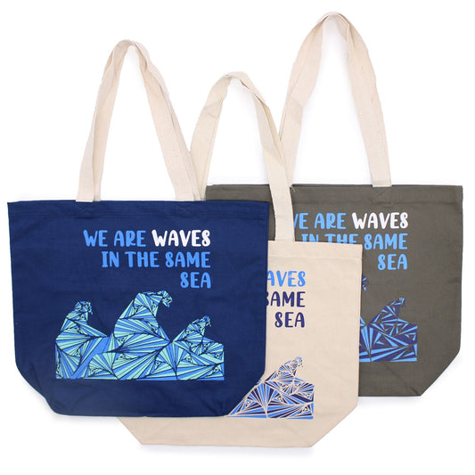 Pamutvászon táska felirattal – We are Waves – szürke