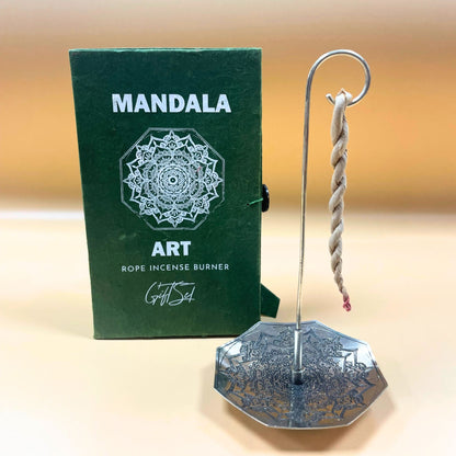 Kötél füstölő készlet tartóval – Mandala virág