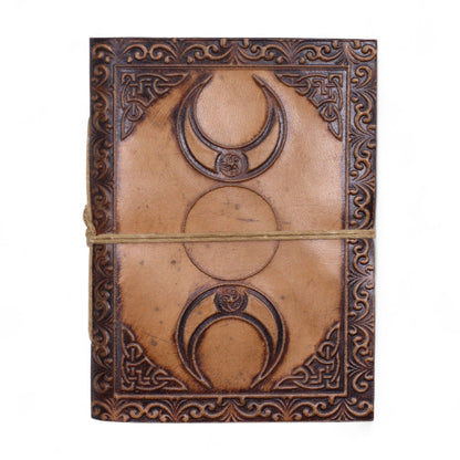 Bőrkötésű ezoterikus napló – vegyes, 15 × 11,5 cm