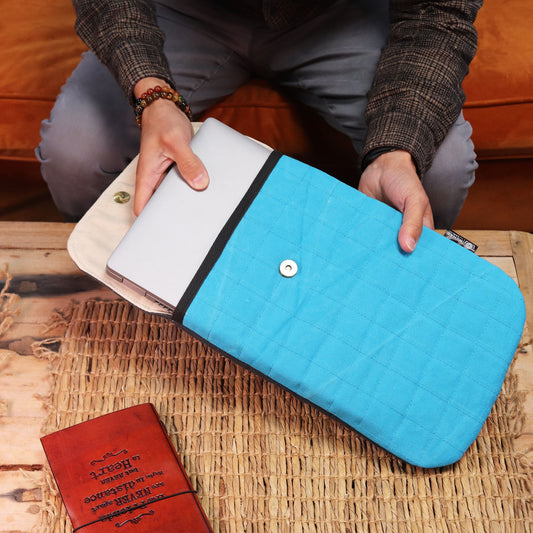 Párnázott Laptoptok – Kék – 14 oz kőmosott