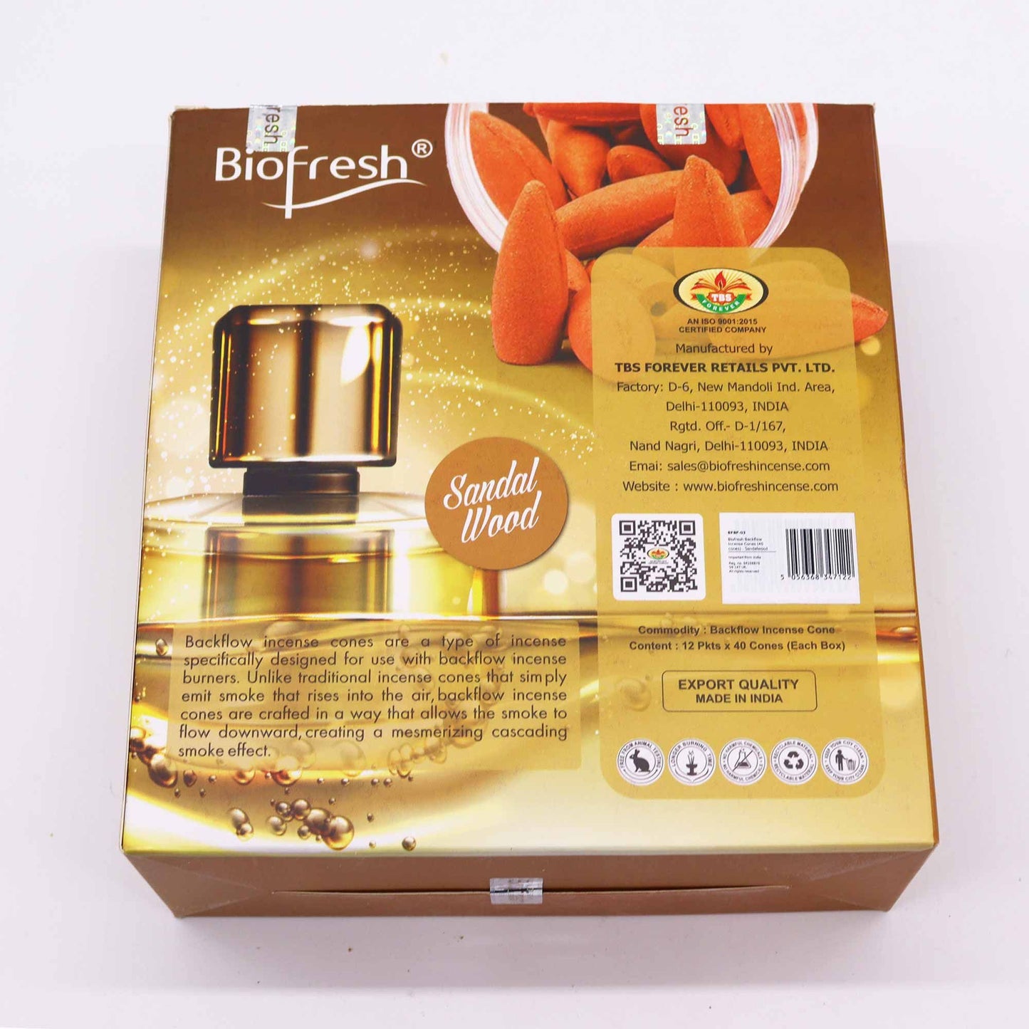 Biofresh visszaáramló füstölőkúpok – Szantálfa (40 db)