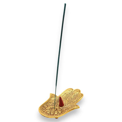 Arany alumínium kis Hamsa füstölőtartó 13 × 5,5 cm