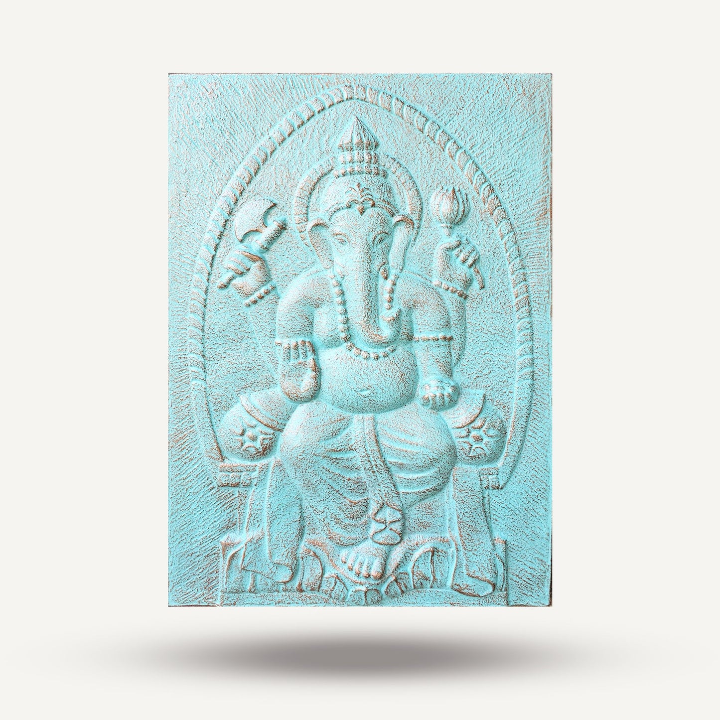 Nagy Türkiz Ganpati Dombormű – 0,7 × 1 m