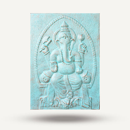 Nagy Türkiz Ganpati Dombormű – 0,7 × 1 m