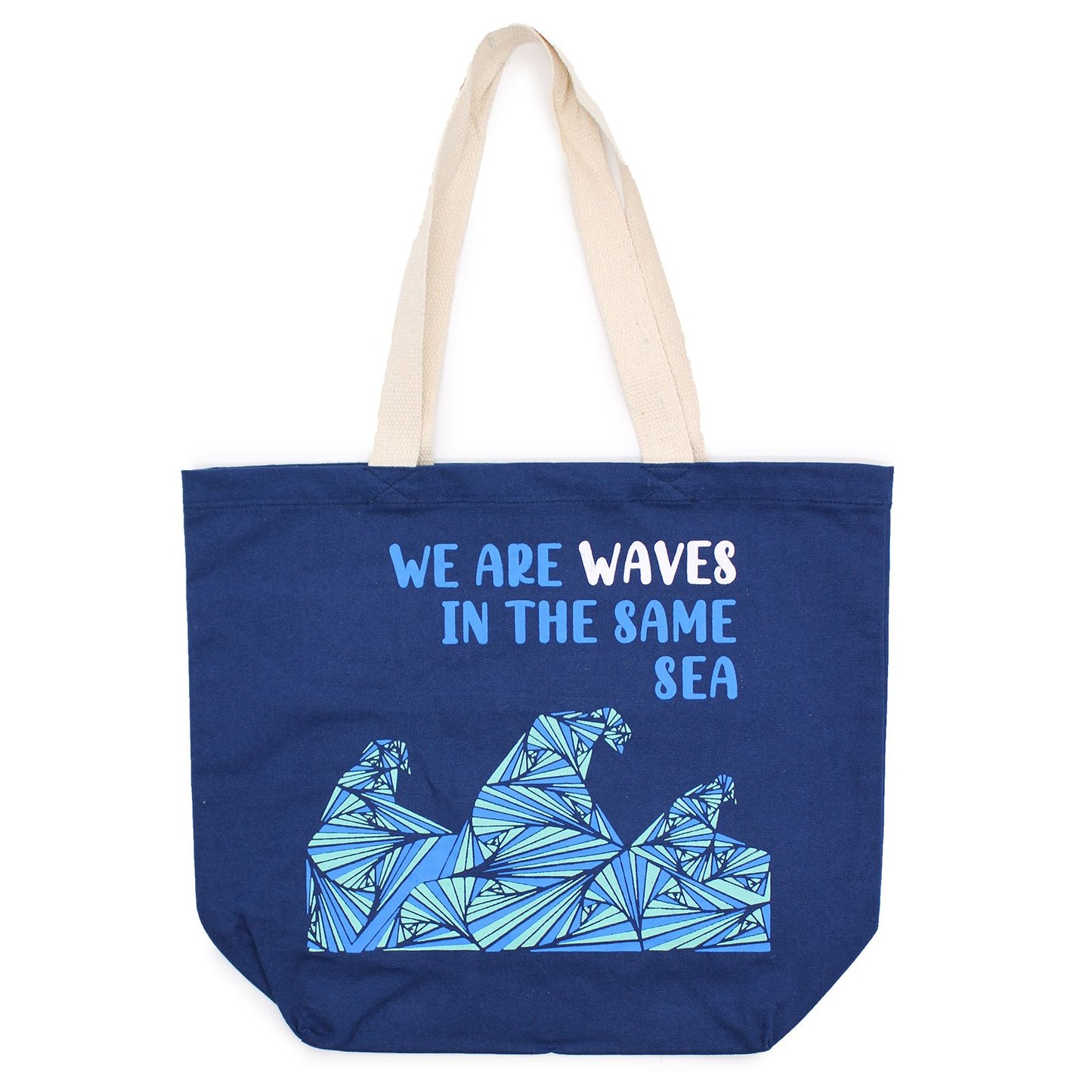 Pamutvászon táska felirattal – We are Waves – natúr