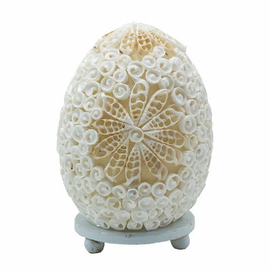 Boho kagylólámpa – vágott art kagyló, ovális – 15 cm