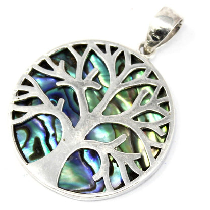 Életfa ezüst medál 30 mm – Abalone