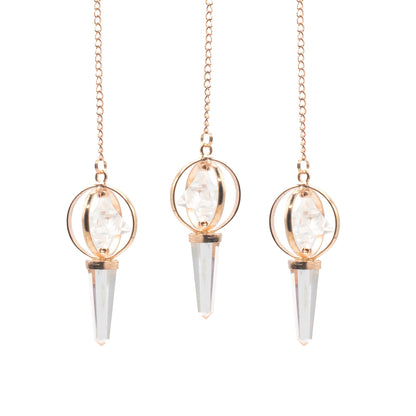 Stellar Gateway - Two Piece Spinning Merkaba Star in Copper Pendulum -  Clear Quartz