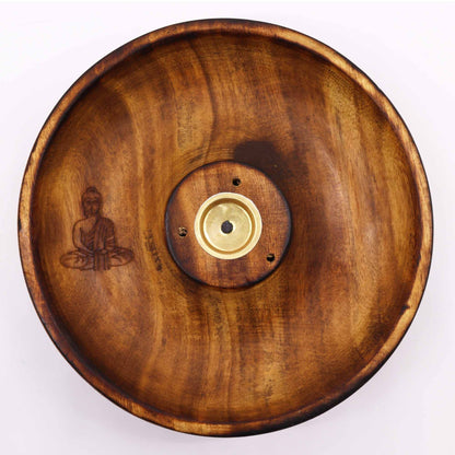 Kerek füstölőpálca- és füstölőkúp-tartó – Buddha