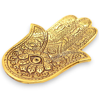 Arany alumínium kis Hamsa füstölőtartó 13 × 5,5 cm