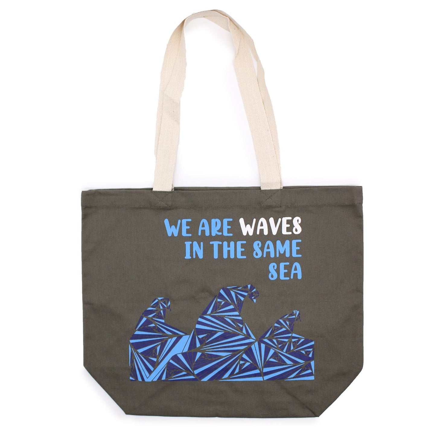 Pamutvászon táska felirattal – We are Waves – natúr