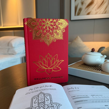 Piros Wellness napló – 120 oldal – Mandala és lótusz