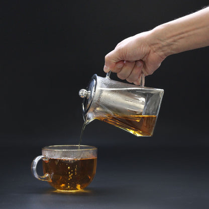 Üveg teáskanna szűrővel – torony forma – 350 ml