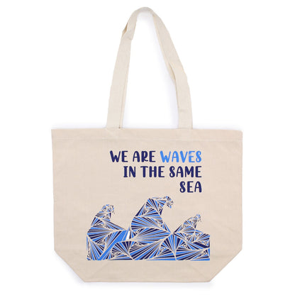 Pamutvászon táska felirattal – We are Waves – natúr