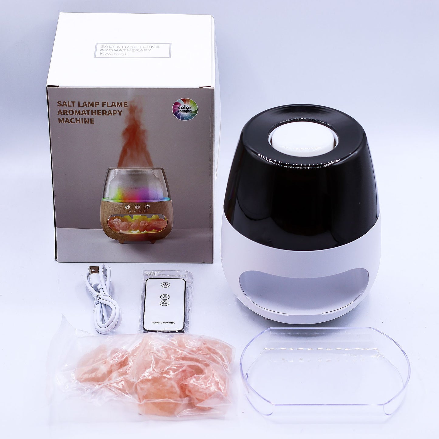 Színváltós USB aroma diffúzor – Himalája só és lángoló hatás
