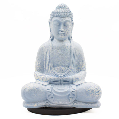 Meditációs Buddha lámpa, égkék - ovális talp