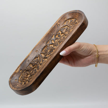 Füstölőtartó – Nagy Tálca 30 × 10 cm – Virágminta