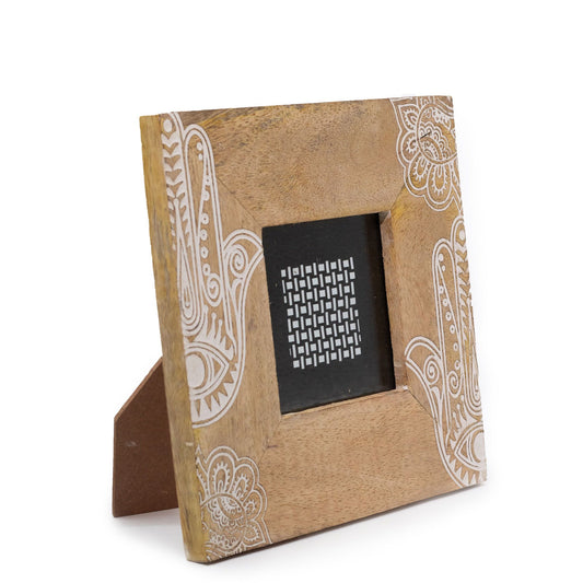 Kis mangófa képkeret (10 × 10 cm-es képhez) 20 × 20 × 2 cm – Hamsa – Fehér