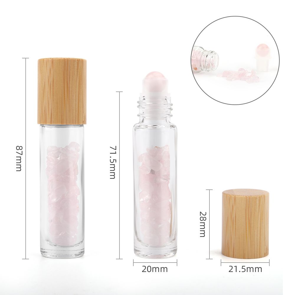 Roll-on üvegcse 5 ml – rózsakvarc, bambusz kupak