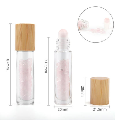 Roll-on üvegcse 5 ml – rózsakvarc, bambusz kupak