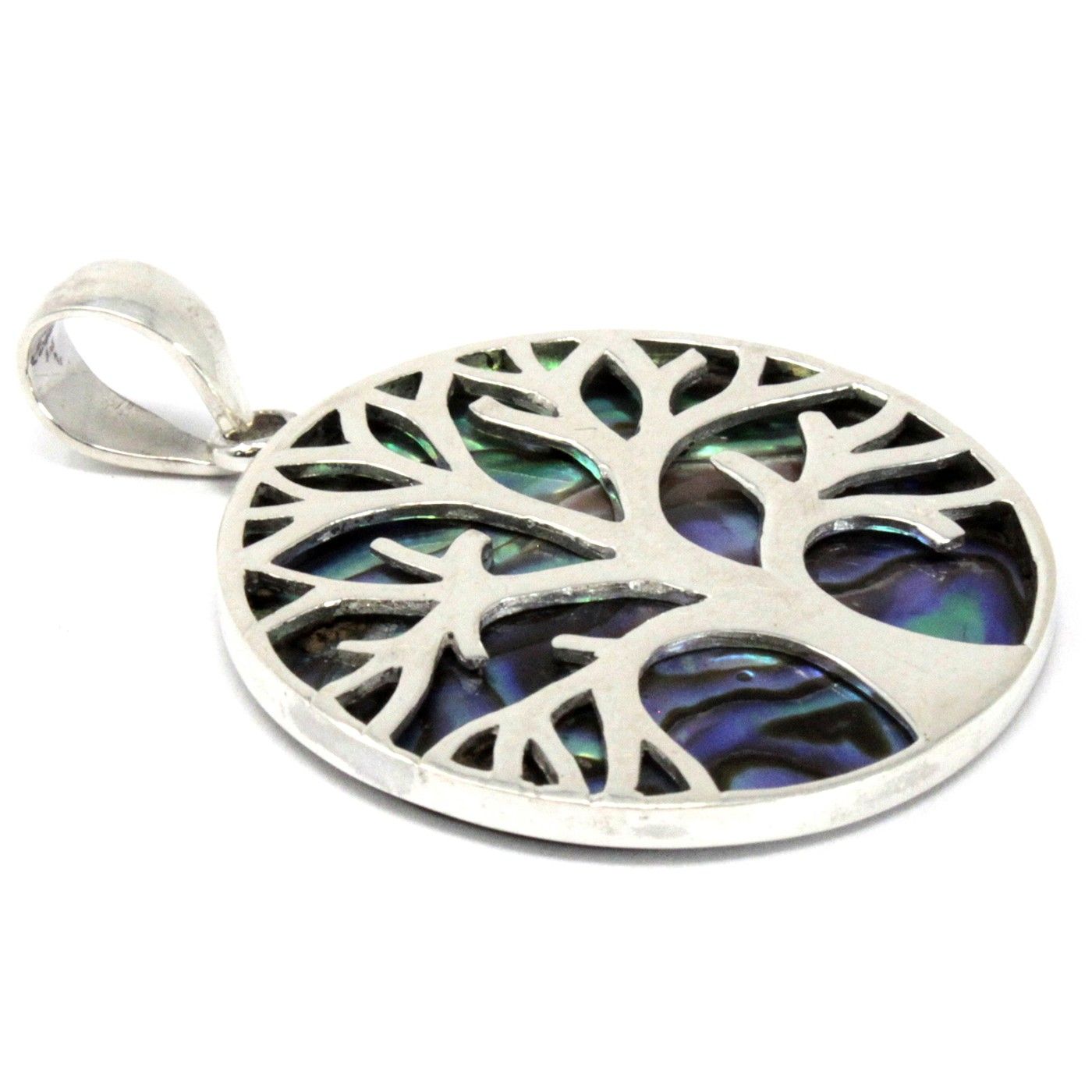 Életfa ezüst medál 30 mm – Abalone