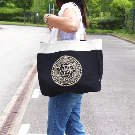 Oversized tote táska – csokoládé kőmosott 14 oz – Freedom csakra