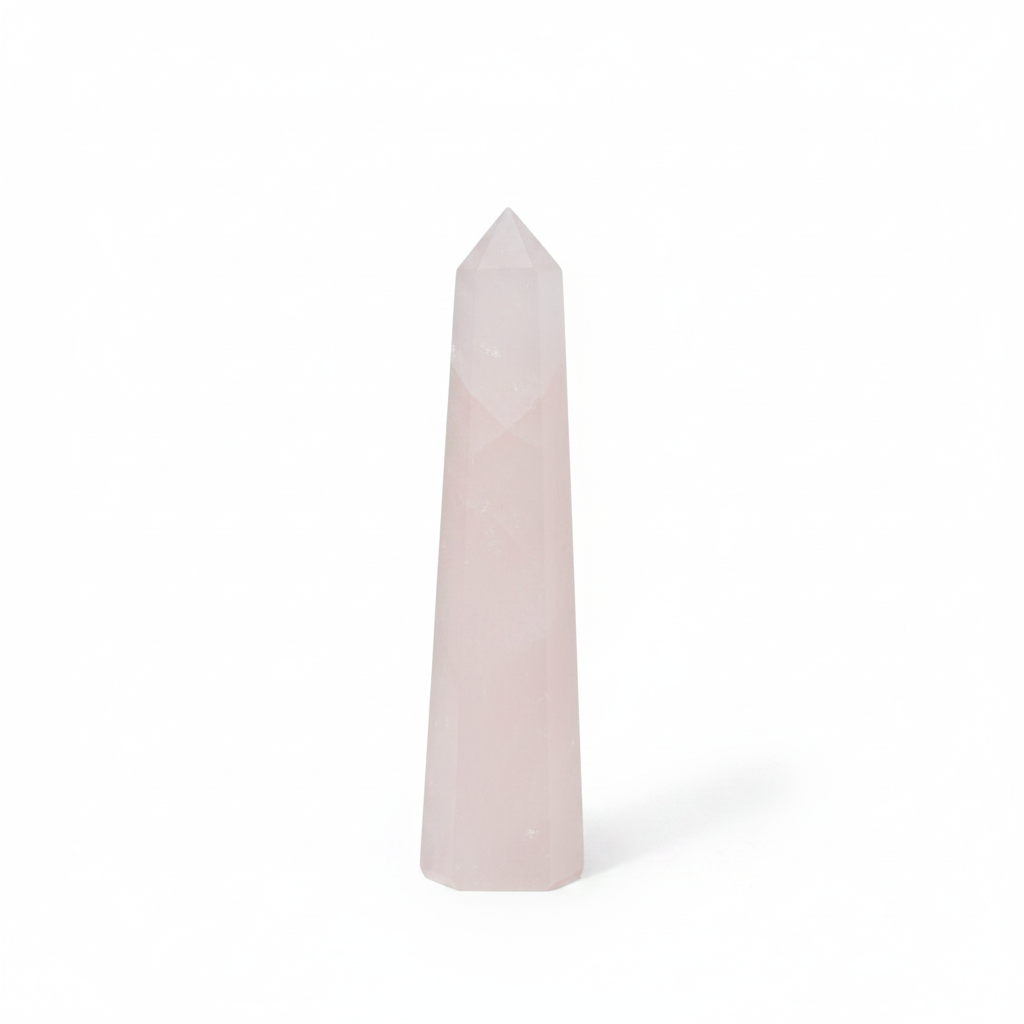 Hatszögletű ásvány obeliszk kb. 11 cm - rózsakvarc
