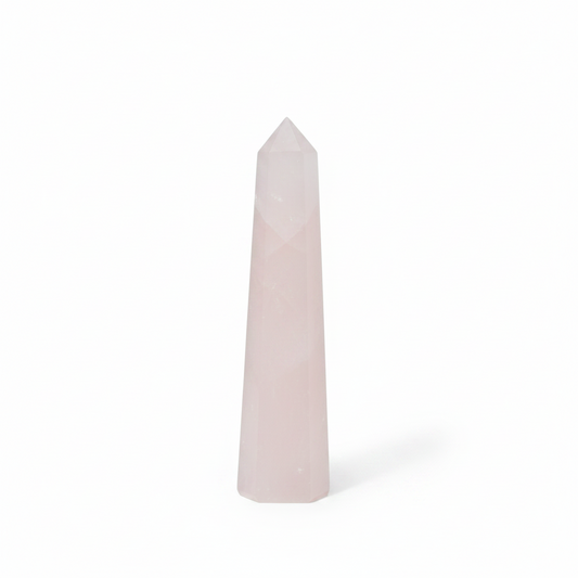 Hatszögletű ásvány obeliszk kb. 11 cm - rózsakvarc