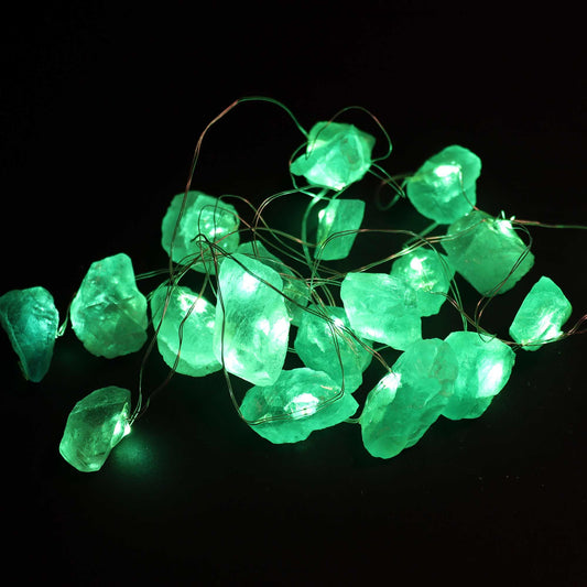 LED fényfüzér kristályokkal - jáde