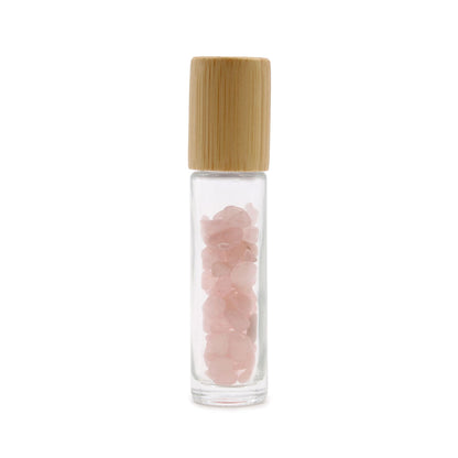 Roll-on üvegcse 5 ml – rózsakvarc, bambusz kupak