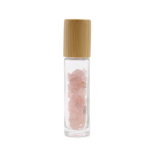 Roll-on üvegcse 5 ml – rózsakvarc, bambusz kupak
