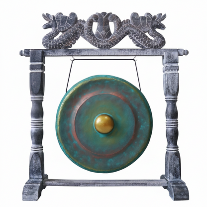 Kis gong állványon – 25 cm – mosott zöld