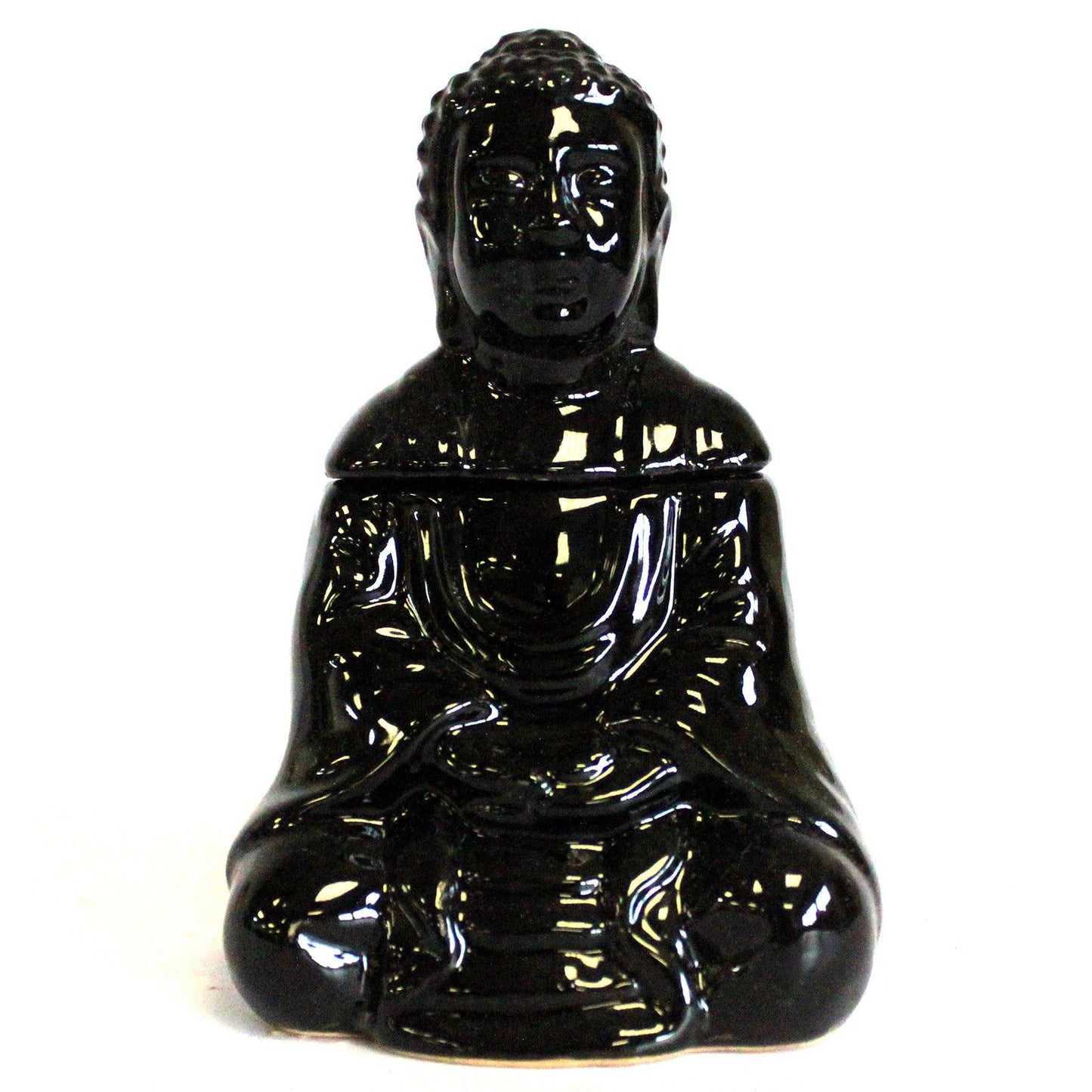 Ülő Buddha olajpárologtató – fekete