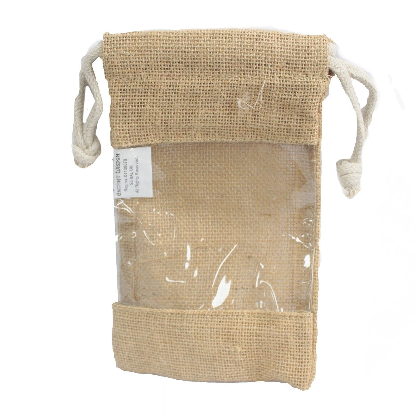 Közepes juta ablakos tasak – 20 × 12 cm