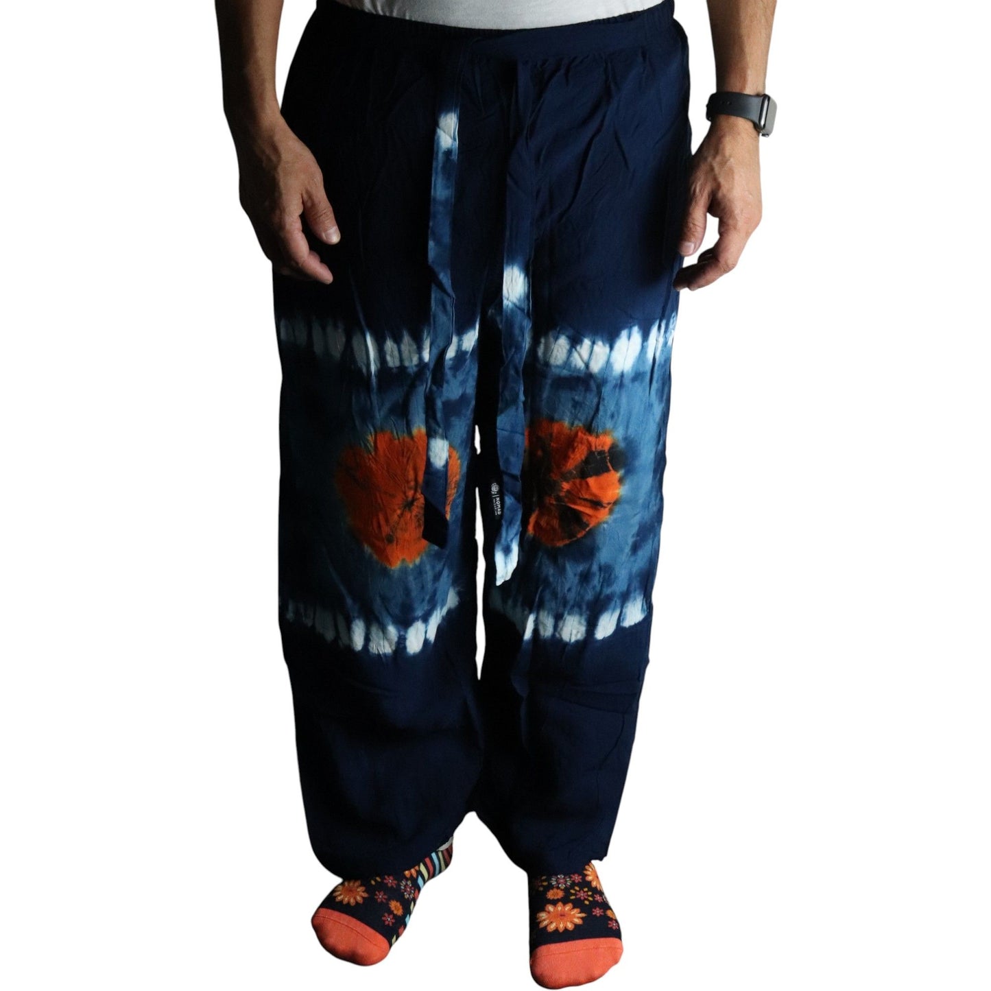 Japán stílusú lounge nadrág – nagy – kék, türkiz / narancs